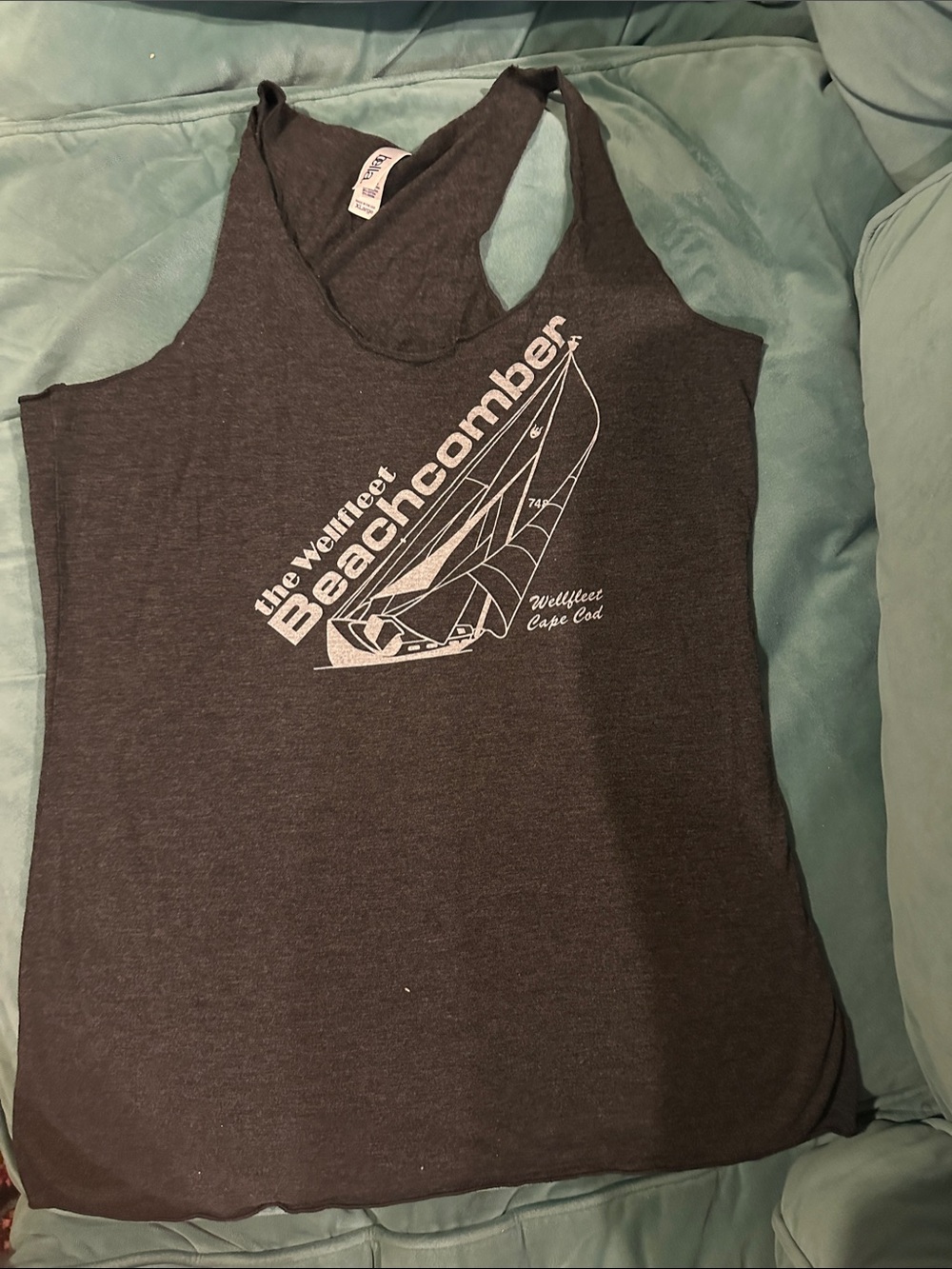 Abella Dark Gray Graphic Sailboat Tank
